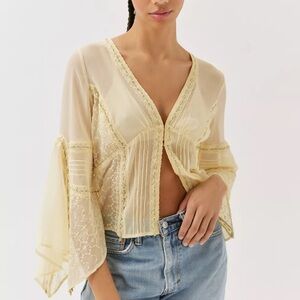 Urban Outfitters Sheer Cream Blouse